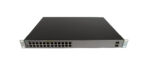 Przód switcha HPE OfficeConnect z 24 portami RJ45 i dwoma slotami SFP, obudowa z uszami montażowymi.