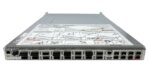 Przód switcha Oracle Sun z uszami montażowymi do szafy rack i rzędami portów QSFP oraz SFP+.