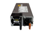 Zasilacz serwerowy Dell EMC 1100W z boku, widoczny wentylator, gniazdo zasilania C14 i pomarańczowy uchwyt zwalniający.