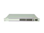 Przód switcha Alcatel-Lucent OS6350-24 z widocznym rzędem 24 portów RJ45 oraz portami uplink po prawej stronie.