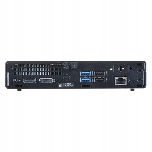 Tylny panel Dell OptiPlex 3080 Tiny z portami HDMI, DisplayPort, USB, RJ45 oraz złączem zasilania.