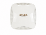 Punkt dostępowy Aruba IAP-225 w białej kwadratowej obudowie, widok z przodu z logo i rzędem diod LED.