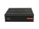 Firewall Cisco ASA5506H-X od góry i z boku, czarna metalowa obudowa z otworami wentylacyjnymi w kształcie X i czerwonym logo Cisco.