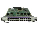 Moduł Alcatel-Lucent OS9-GNI-C24E z widocznymi 24 portami SFP w niebieskiej ramce oraz odkrytą płytą elektroniczną od góry.
