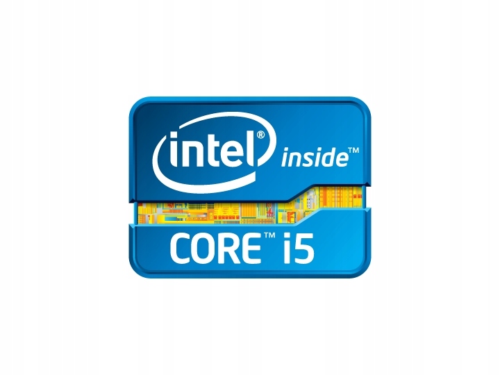 Naklejka z logo Intel Core i5 umieszczana na obudowie laptopa.