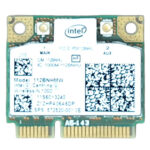 Karta sieciowa WiFi Intel Centrino Mini PCIe z dwoma złączami antenowymi i widoczną naklejką z opisem modelu.