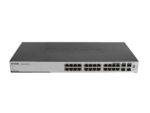 Przedni panel switcha D-Link z dwoma rzędami portów RJ45 oraz czterema portami combo SFP po prawej stronie.