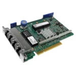 Karta sieciowa HP 331FLR z czterema portami RJ45 i widocznym radiatorem na zielonej płytce PCIe.