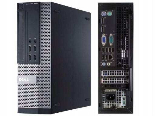 Komputer Dell OptiPlex 9020 SFF, widok przodu z portami USB i tyłu z panelem złączy i zasilaniem.