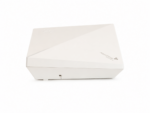 Biały access point Aerohive AP370 w kształcie płaskiej trójkątnej obudowy, widok z boku pod kątem.