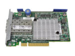 Karta sieciowa HP 530FLR-SFP+ z dwoma portami SFP+, złotym złączem PCIe i radiatorem chłodzącym.