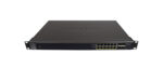 Przedni panel switcha NETGEAR z rzędem portów RJ45, portami SFP i uszami montażowymi do szafy rack.