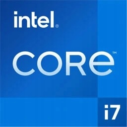 Graficzne logo Intel Core i7 na niebieskim tle, oznaczające procesor zastosowany w laptopie.
