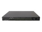 Przód switcha Lenovo B300 z widocznymi 24 slotami SFP w rzędach oraz gniazdem zasilania po prawej stronie.