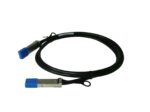 Kabel SAS z wtyczkami QSFP na obu końcach, niebieskie złącza z zabezpieczającymi zawleczkami, czarny oplot.