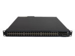Przedni panel switcha HP 5500 z widocznymi 48 portami RJ45, portami SFP i uszami montażowymi rack.