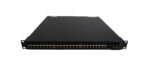 Przedni panel switcha HP A5500 z rzędami portów RJ45, uszami montażowymi po bokach, widok pod niewielkim kątem z góry.