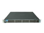 Przód switcha HP ProCurve 2900-48G z widocznymi czterema rzędami portów RJ45 i portami SFP po prawej stronie.