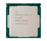 Procesor Intel Core i5-8500 w podstawce LGA1151, widok od góry z metalową puszką i opisem modelu.