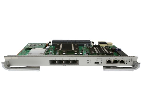 Karta rozszerzeń Huawei MPLB z widocznymi czterema portami SFP+ i dodatkowymi złączami RJ45 na płycie.