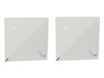 Dwa kwadratowe access pointy Aerohive AP122 w białej obudowie, widok od przodu z logo producenta.