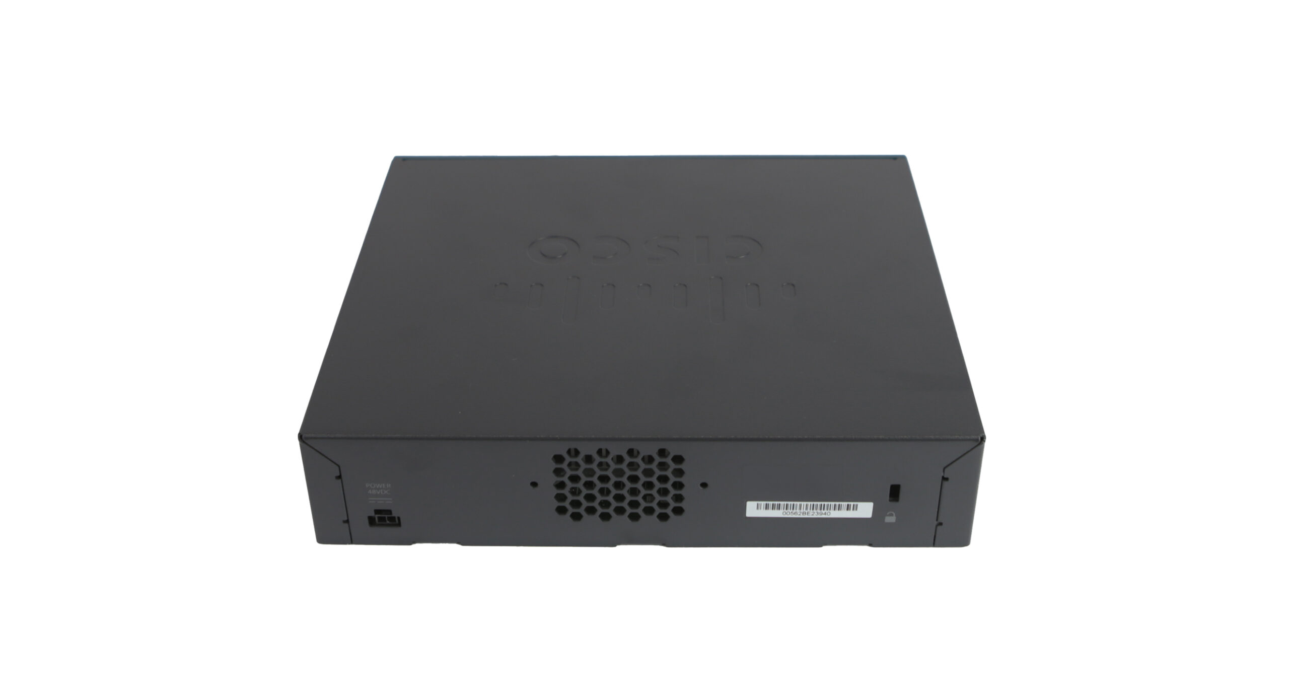 Kontroler Cisco AIR-CT2504 widziany z tyłu i boku, czarna obudowa z otworami wentylacyjnymi i naklejką z etykietą.