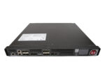 Przedni panel urządzenia F5 BIG-IP w obudowie rack 1U z portami sieciowymi, diodami i czerwonym przełącznikiem zasilania z boku.
