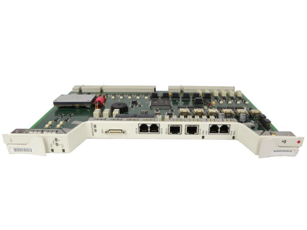 Karta modułu Cisco AIC-I widoczna pod kątem z boku, z rzędem portów RJ45 i widocznymi elementami płyty PCB.