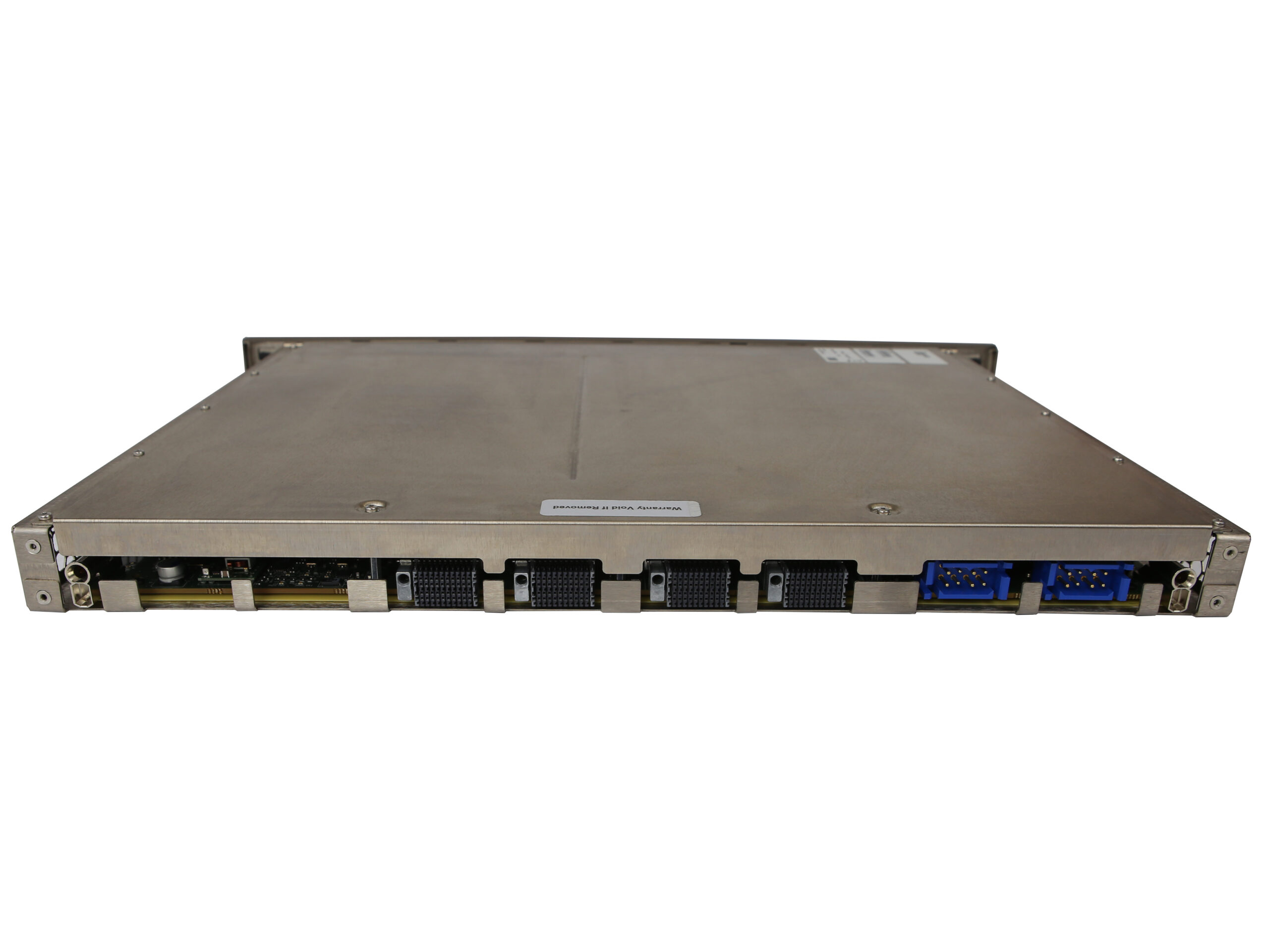 Widok z góry na moduł Cisco MSE 8710 do szafy rack, przedni panel z portami i uszami montażowymi po bokach.