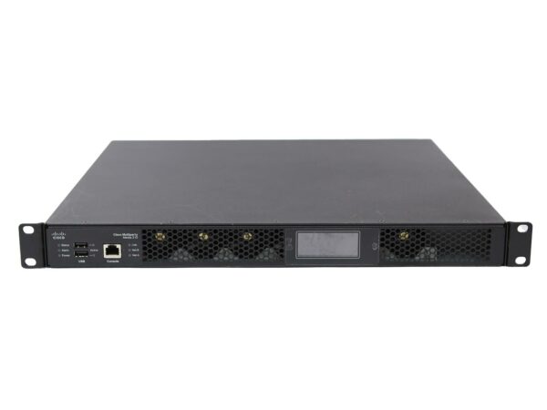 Przedni panel serwera Cisco TelePresence 310 w obudowie rack 1U z portem sieciowym, wentylatorami i wyświetlaczem LCD.
