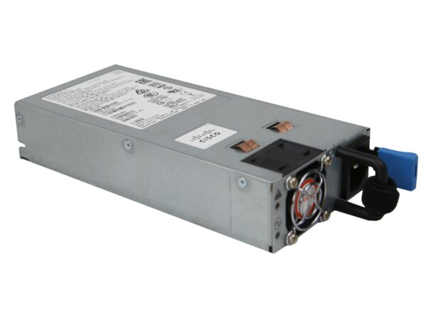 Zasilacz serwerowy Cisco 1200W w metalowej obudowie z niebieską dźwignią blokady i widocznym wentylatorem z boku