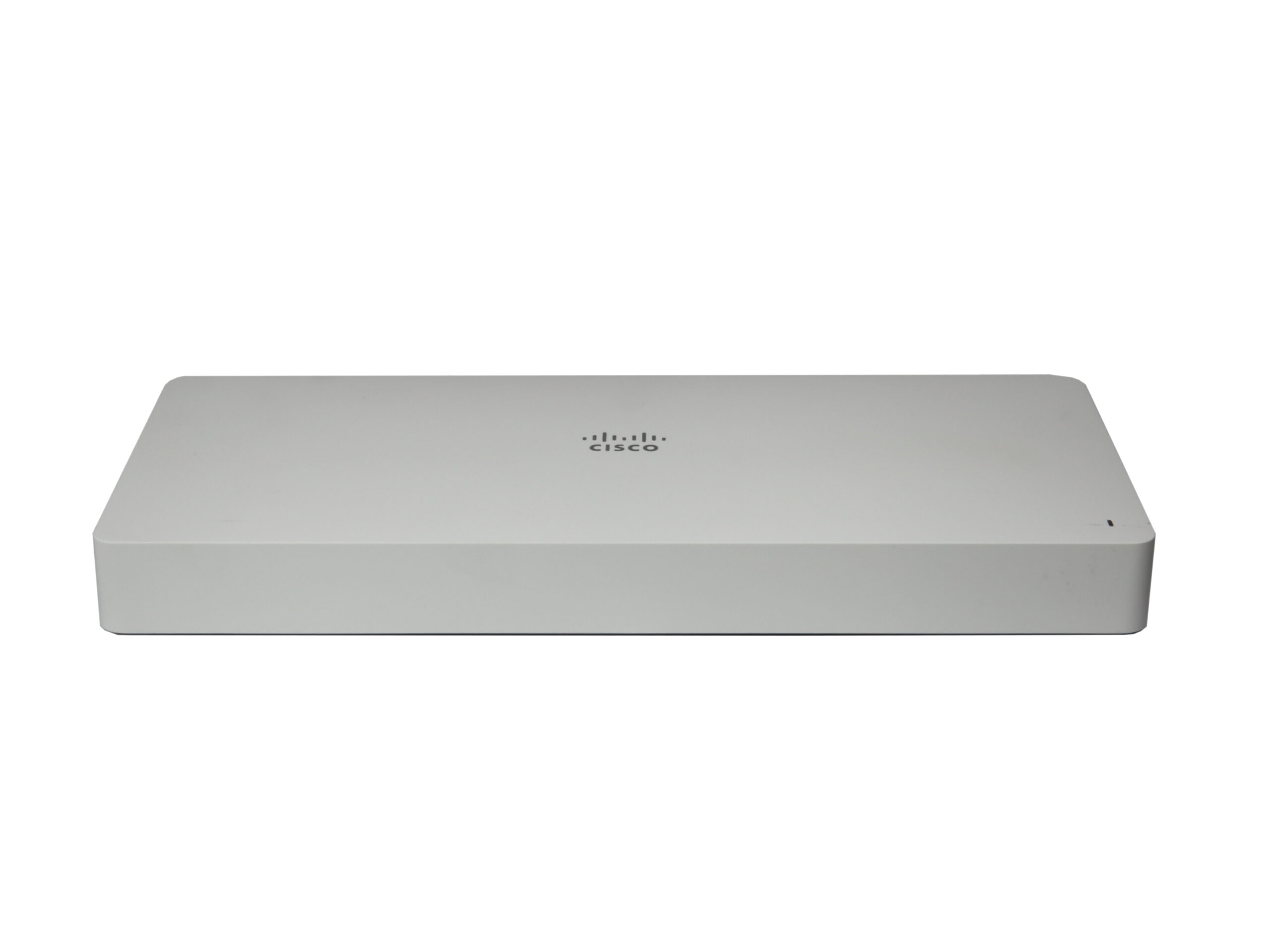 Płaska, biała obudowa kodeka Cisco Webex widziana z przodu pod niewielkim kątem, z logo producenta na górze.