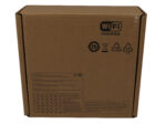 Zamknięte tekturowe pudełko produktu z logo WiFi Certified i tabelą specyfikacji na boku.