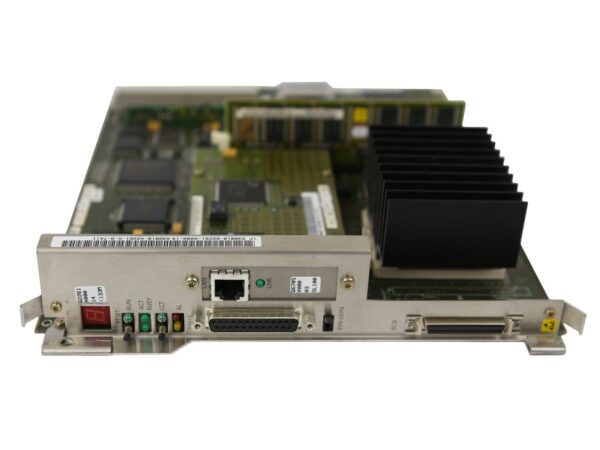 Karta modułu DSCX z dużym czarnym radiatorem, portem RJ45 i złączem D-Sub na płycie czołowej.