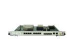 Karta modułu Huawei z rzędem portów RJ-45 i SFP+ z przodu, widoczna od góry pod niewielkim kątem.