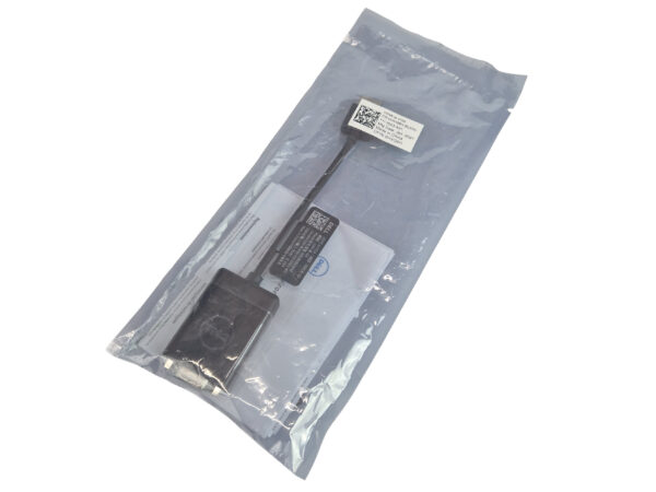 Adapter Dell HDMI/VGA zapakowany w foliową torebkę z naklejonymi etykietami identyfikacyjnymi.