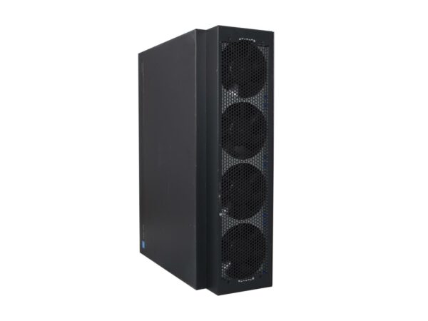 Obudowa Cisco IX5000 pod kątem z przodu, widoczne cztery wentylatory chłodzące na czarnej ścianie panelu.