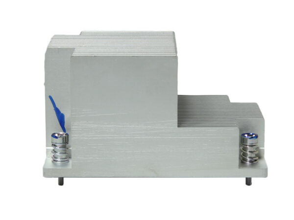 Radiator serwerowy Huawei z aluminiowymi żebrami schodkowymi i dwiema sprężynowymi śrubami montażowymi.