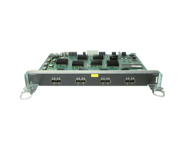 Moduł rozszerzeń Dell z widoczną płytką elektroniczną i rzędem ośmiu portów SFP+ na przedniej krawędzi.