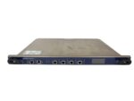 Przedni panel modułu Cisco z pięcioma portami RJ45, małym wyświetlaczem LCD i widocznymi zarysowaniami na obudowie.