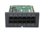 Moduł rozszerzeń Avaya z widoczną płytą elektroniczną i przednim panelem z 12 portami RJ45 w dwóch rzędach.