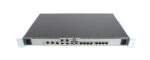 Przedni panel przełącznika KVM HP w obudowie rack 1U z ośmioma portami RJ45 i portem VGA po lewej stronie.