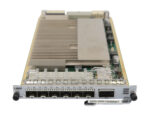 Karta modułu Huawei LMBP z dużym radiatorem, rzędem portów SFP z przodu i metalową obudową widoczną pod kątem.