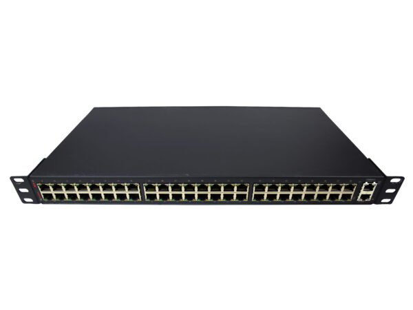 Przedni panel serwera konsoli Avocent ACS48 z rzędem 48 portów RJ45 w obudowie rack 1U.