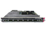Moduł Cisco WS-X6708-10GE z przodu, widoczne osiem gniazd portów X2 w rzędzie i śruby montażowe po bokach.
