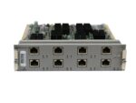 Moduł Cisco WS-X4908-10G-RJ45 od przodu z ośmioma portami RJ-45 w dwóch rzędach i widocznymi radiatorami na płycie.