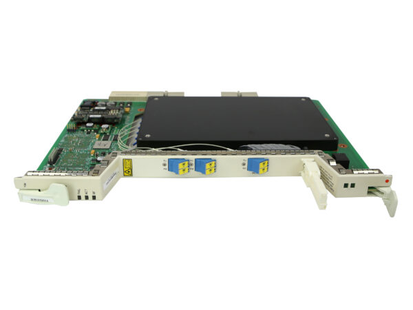 Karta modułu Cisco 15454-PSM z widocznym obwodem drukowanym, czterema portami SFP i uchwytami montażowymi po bokach.