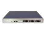 Przedni panel switcha Siemens HiPath Access z dwoma portami uplink i szesnastoma portami RJ45, obudowa w kolorze szarym.