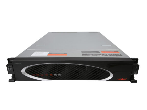 Przedni panel serwera Riverbed Steelhead w obudowie rack 2U z owalną perforowaną wentylacją i diodami LED.