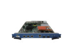 Moduł Palo Alto PA-7050-SMC z widoczną płytą, portami RJ45, dwoma slotami QSFP+ i niebieskimi uchwytami montażowymi.